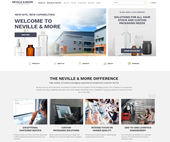 Trusted packaging supplier, Neville & More, has launched its brand New Website